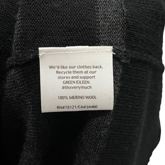 Eileen Fisher Tunic Sweater Womens 100% Merino Wool Gray Black Stripe Long SZ L - Picture 3 of 15
